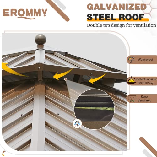 EROMMY 10' x 12' Hardtop Gazebo with Aluminum Frame and Double Roof Q573