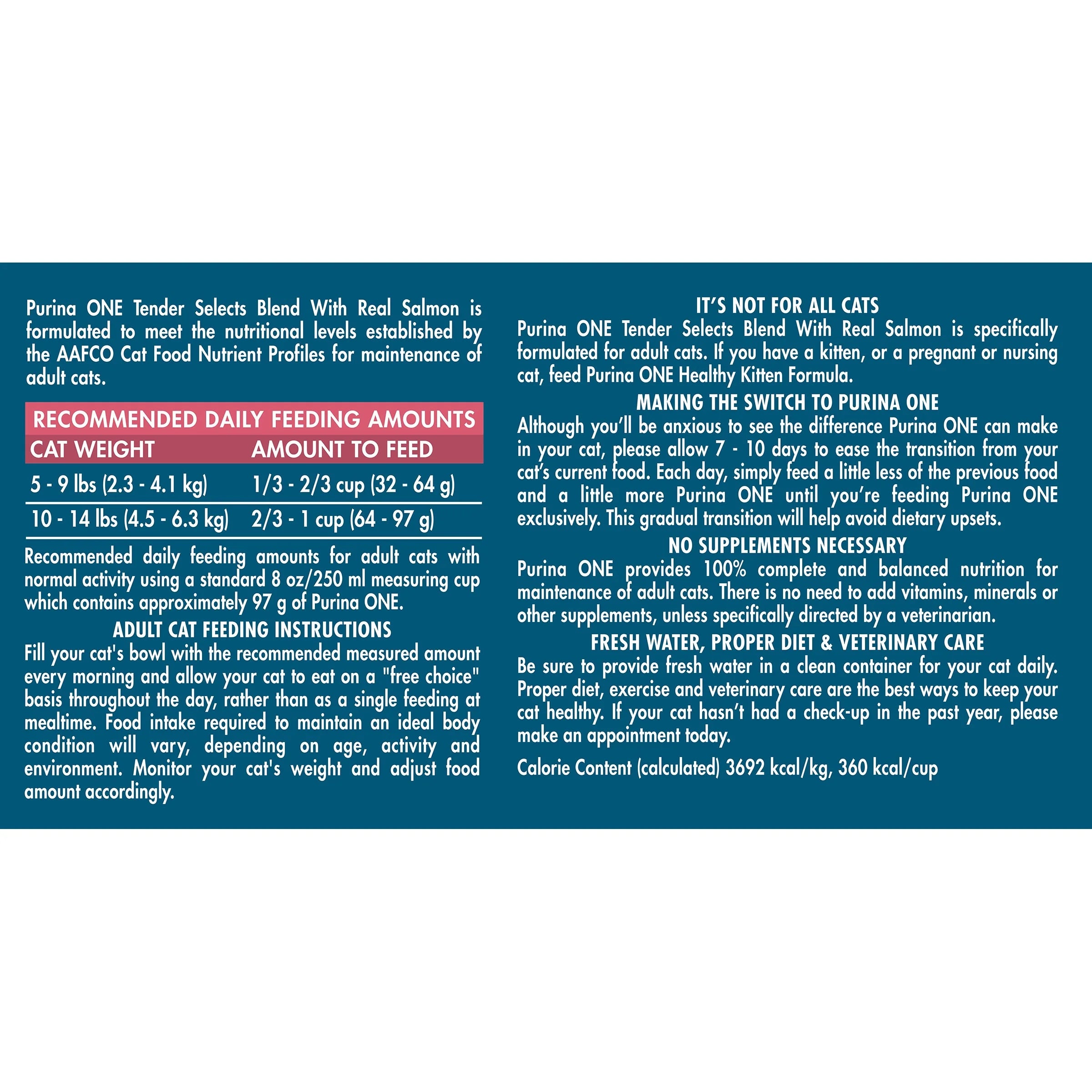 Purina ONE Tender Selects Blend with Real Salmon Cat Food, 22 lb. Bag H959