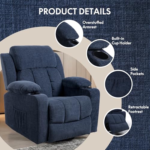 FLEXISPOT XL31 Power Lift Recliner Chair for Elderly, Electric Massage & Heat, PU Leather, Black C786106