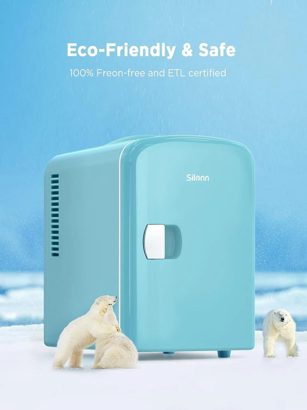Silonn Mini Fridge, Portable Skin Care Fridge, 4L Cooler and Warmer, Teal U28073
