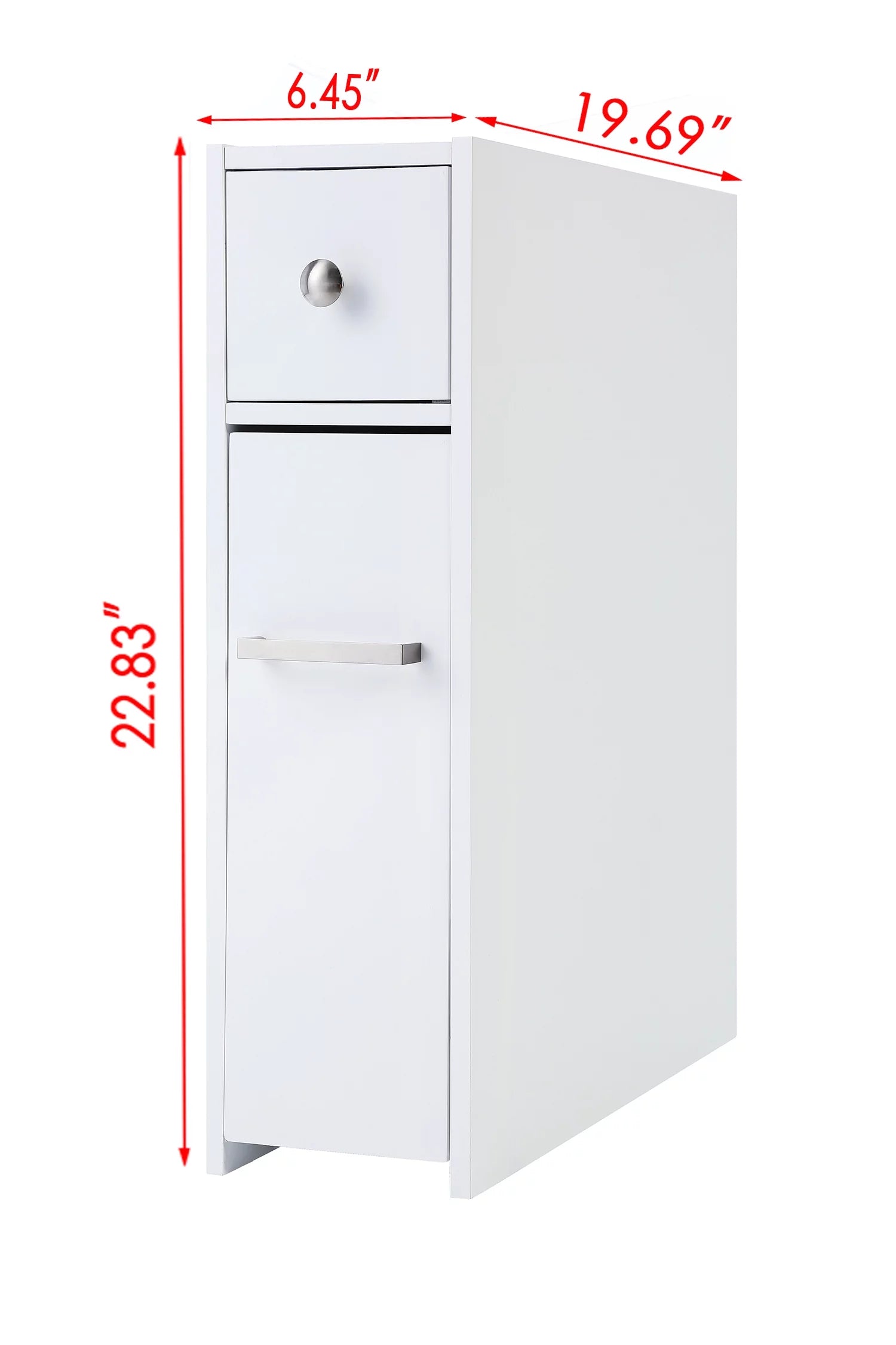 Spirich Home Slim Bathroom Storage Cabinet with Slide Out Drawer, White D910171