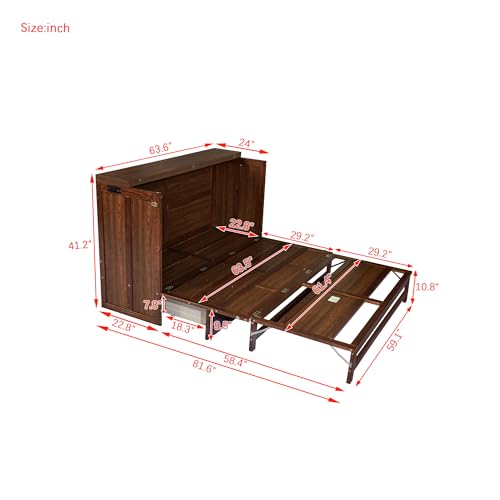 Queen Murphy Bed with Desk and Removable Shelves, USB Port, White H566492