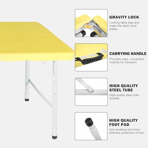 Portable Plastic Folding Table 4ft Heavy Duty Indoor Outdoor Y145657