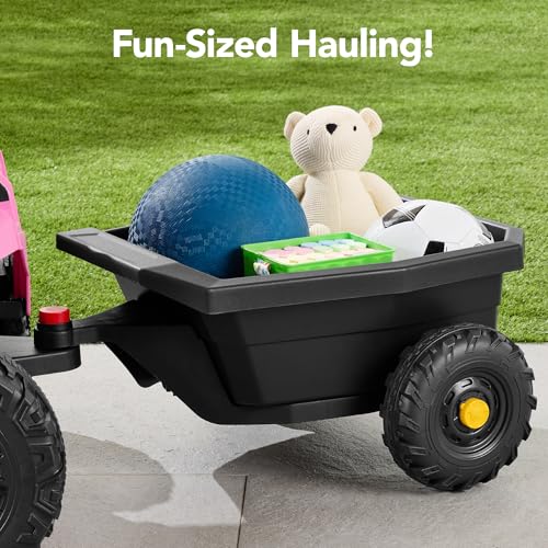 Kids 12V Electric Ride On UTV Car with Trailer, Parent Control, LED Lights, Bluetooth - Black C2735