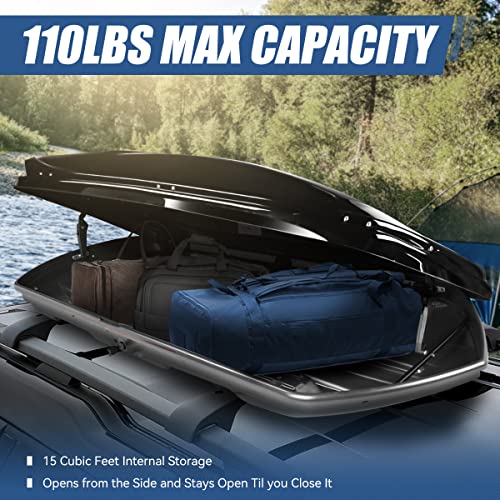 Auto Dynasty Hard Shell Roof Top Car Storage Cargo Carrier, Glossy Black L344