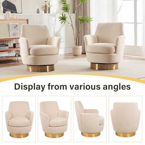 Swivel Barrel Chair Set of 2, Modern Velvet Accent Chairs, Orange P5409