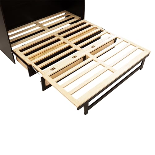 Queen Murphy Bed with Desk and Removable Shelves, USB Port, White H566492