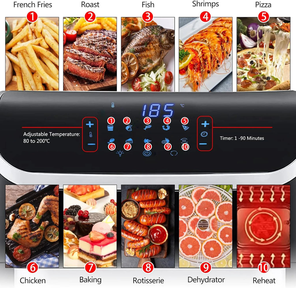 PRIJESSE 13QT Digital Air Fryer 1800W 10 in 1 Q290