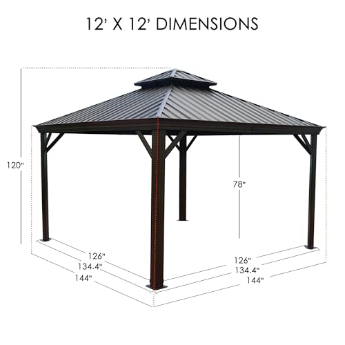 Kozyard Apollo 10'x12' Hardtop Gazebo with Galvanized Steel Double Roof Z2956