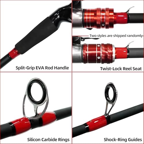 Kilitn Fishing Rod and Reel Combo, Baitcasting, 6-7 Foot 2-Piece, Carbon Fiber Rod with EVA Handle V159940