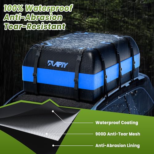 21 Cubic Feet Car Rooftop Cargo Bag Carrier with Waterproof Zip, Blue K43895