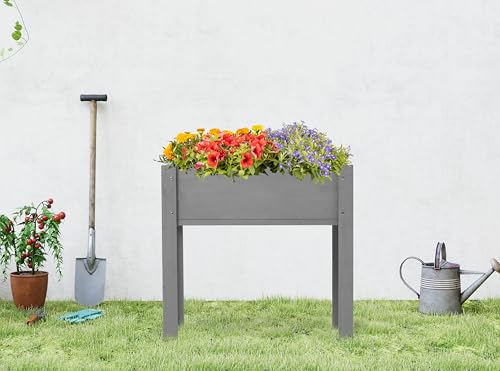 Raised Garden Bed with Legs 40x20x31 Outdoor Wood Planter Box N314255