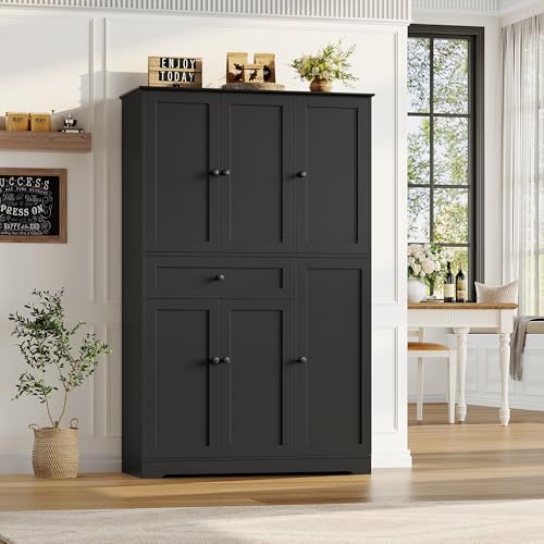 HOSTACK 68" Tall Kitchen Pantry Storage Cabinet with Doors and Shelves, White W23162
