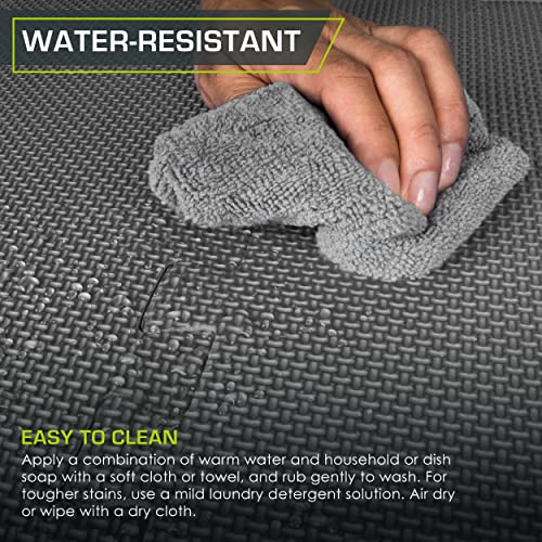 ProsourceFit Extra Thick Puzzle Exercise Mat, EVA Foam Interlocking Tiles, Black, 3/4 inch, 24 Tiles Y76691