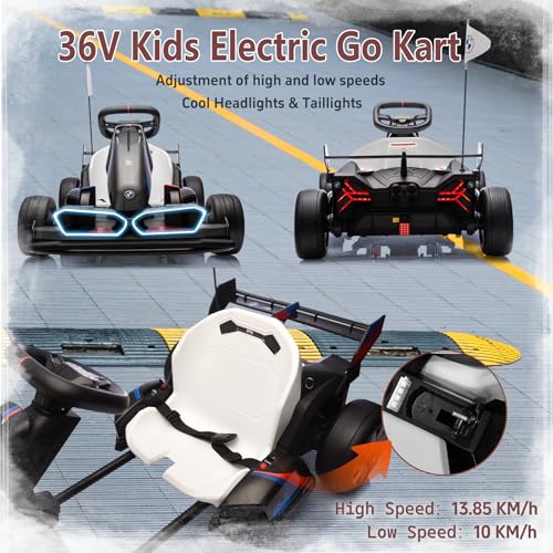 BMW Licensed 36V Electric Drift Go Kart for Kids, 7.5 MPH, Black W284