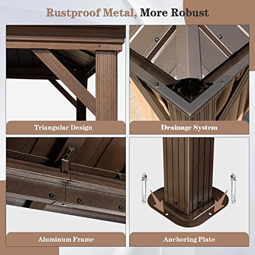 EROMMY 14'x20' Hardtop Gazebo Double Roof Galvanized Steel Outdoor Pavilion G3084