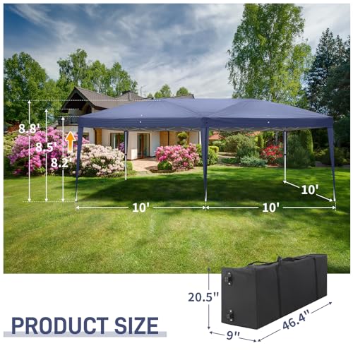 Outvita 10x20ft Pop Up Canopy Tent with 6 SideWalls, Black C203441