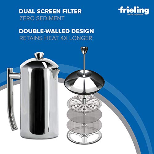 Frieling Double-Walled Stainless-Steel French Press Coffee Maker, 17 oz D60799