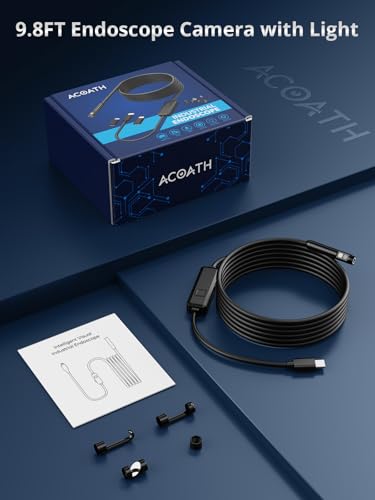 Dual-Lens 1920P HD Endoscope Camera with Light, IP67 Waterproof, 16.4ft for iOS & Android M65854