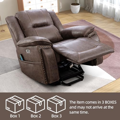 Phoenix Home Dual Motor Power Lift Chair with Massage and Heat, Brown I97460