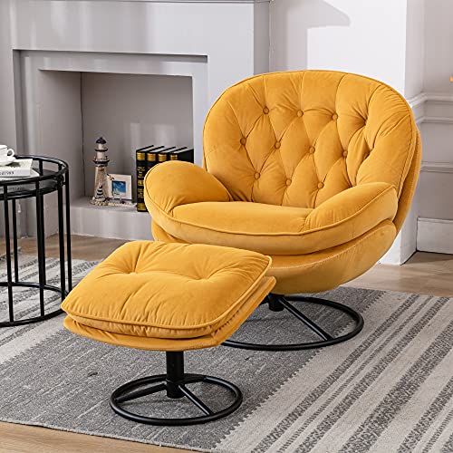 Baysitone Velvet Swivel Accent Chair with Ottoman Set, Modern Lounge Chair, Fruit Green Q36819