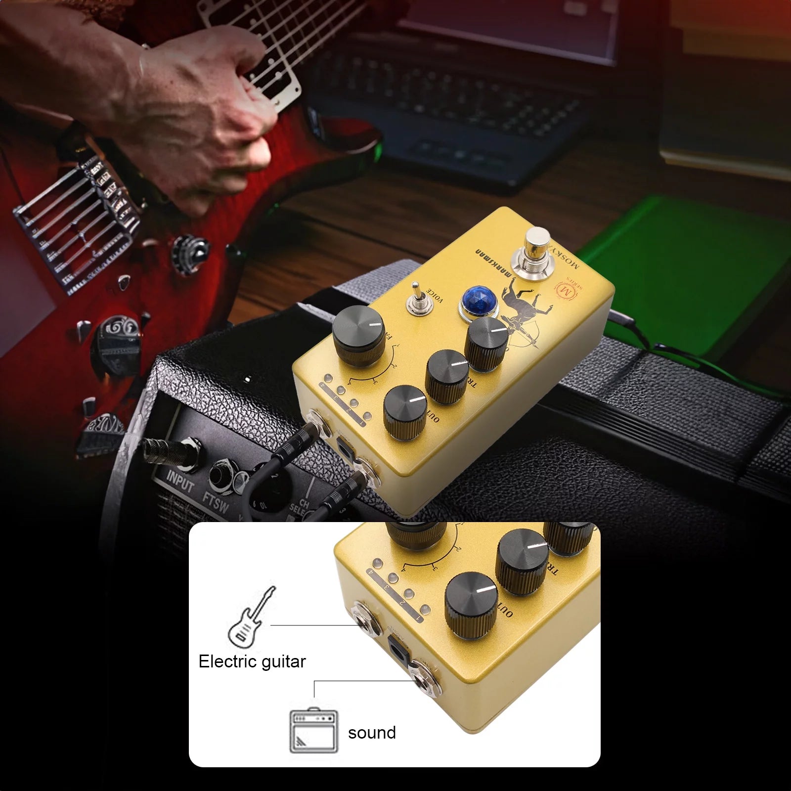 MOSKYAudio Overdrive Preamp Booster Pedal for Electric Guitar W52669
