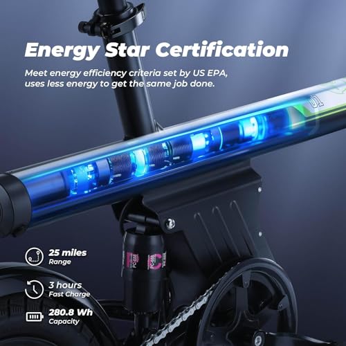 isinwheel U1 Folding Electric Bike, 500W Motor, 20 mph, Black O499
