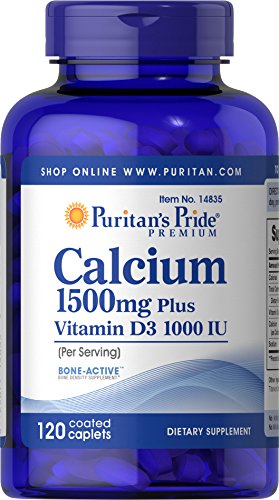 Puritan's Pride Absorbable Calcium 1500 mg with Vitamin D3, 120 Coated Caplets C6084