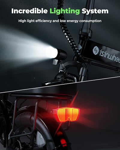isinwheel U1 Folding Electric Bike, 500W Motor, 20 mph, Black O499