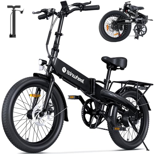 isinwheel U1 Folding Electric Bike, 500W Motor, 20 mph, Black O499