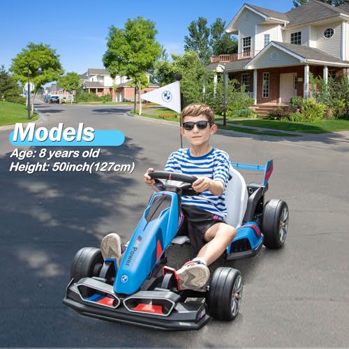 Licensed BMW 36V Electric Drift Go Kart for Kids, 7.5 MPH, White M530400