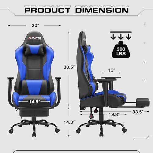Homall Gaming Chair with Footrest and Massage Lumbar Support, Black T748