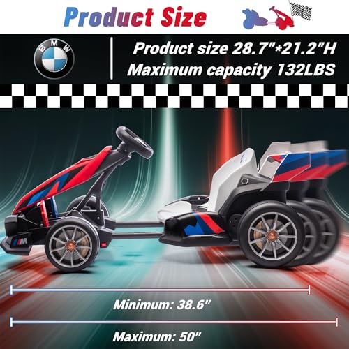 BMW Licensed 24V Electric Drift Go Kart for Kids Ages 6-12, White S1857