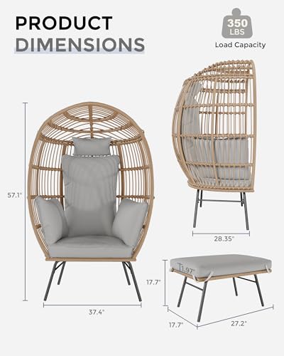 Wicker Egg Chair with Ottoman and Cushion G565