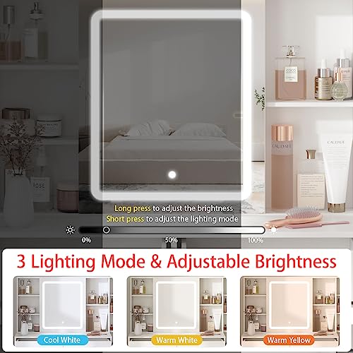 Fameill Vanity Desk with Mirror and Lights, 5 Drawers, Charging Station, White H302
