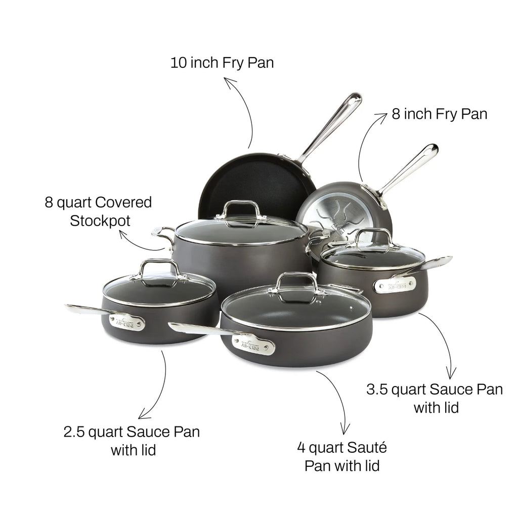 All-Clad HA1 Hard Anodized Nonstick Cookware 10 Piece Set Y131233