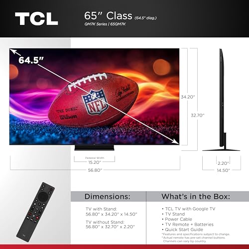 TCL 55-Inch Class QM7K Series QD-Mini LED 4K UHD Google Smart TV S7338