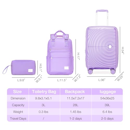 LARVENDER Luggage Sets 3 Piece, 20in Carry On PP Hardshell Suitcase with Spinner Wheels Q3160