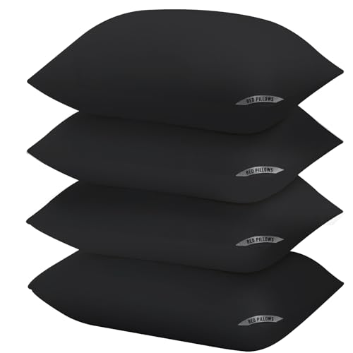 Sycoodeal King Size Bed Pillows 4 Pack, Machine Washable, Black U495