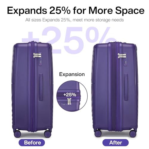 LARVENDER Luggage Sets 3 Piece, 20in Carry On PP Hardshell Suitcase with Spinner Wheels Q3160