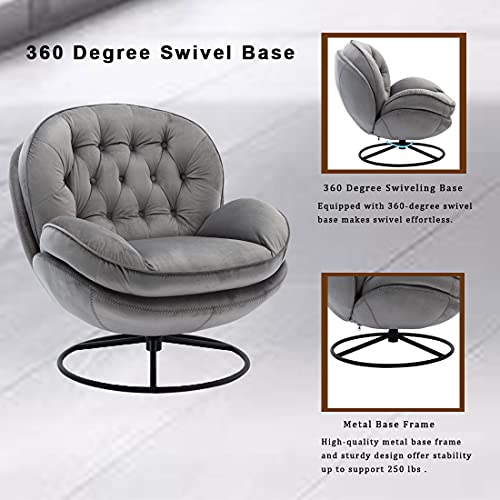 Baysitone Velvet Swivel Accent Chair with Ottoman Set, Modern Lounge Chair, Fruit Green Q36819