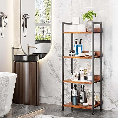 Furologee 5 Tier Bookshelf with Drawer, Industrial Tall Narrow Bookcase, Black T883828
