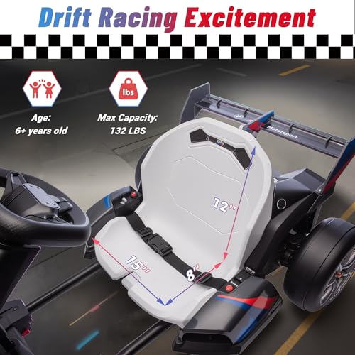 BMW Licensed 24V Electric Drift Go Kart for Kids Ages 6-12, White S1857