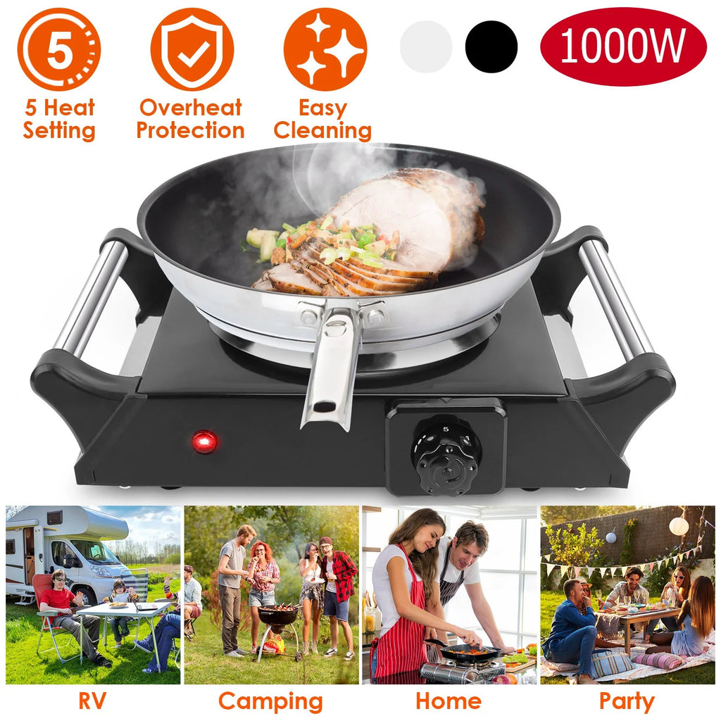 iMounTEK Electric Single Burner Portable Hot Plate, 1000W, 5 Temperature Settings, Black U11069