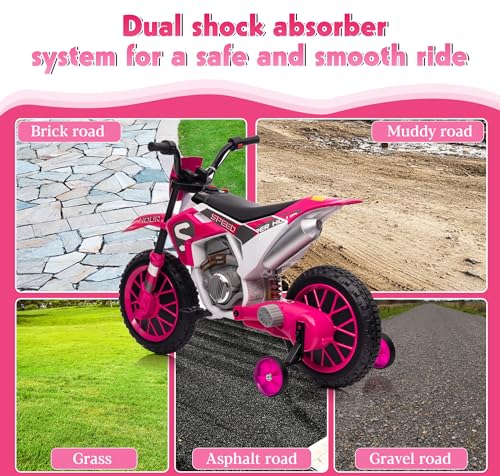 TOBBI Kids 12V Electric Ride-On Motorcycle Dirt Bike for Toddlers, Blue E552