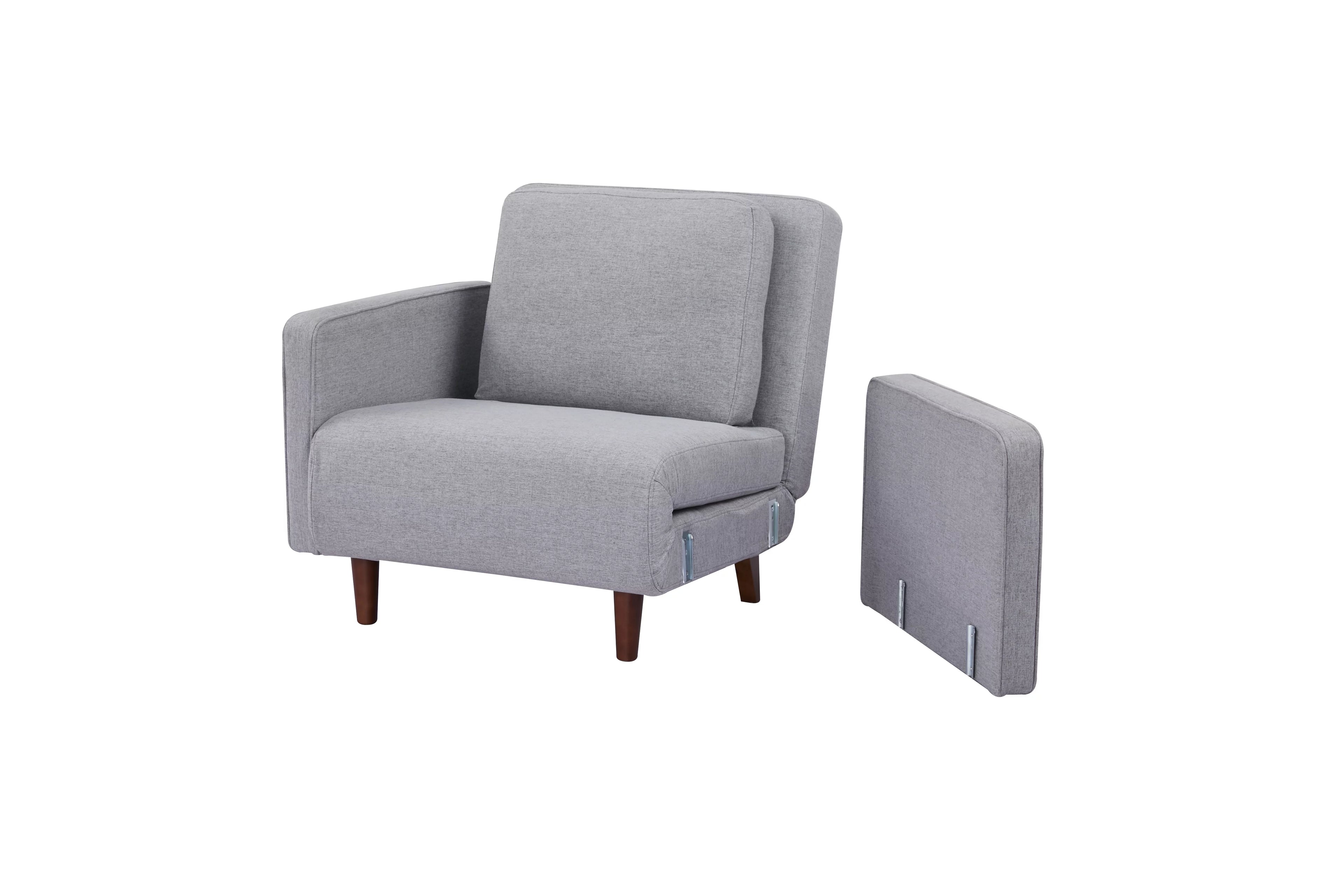 Artdeco Home Panama Polyester Convertible Futon Sofa Chair Light Gray N140
