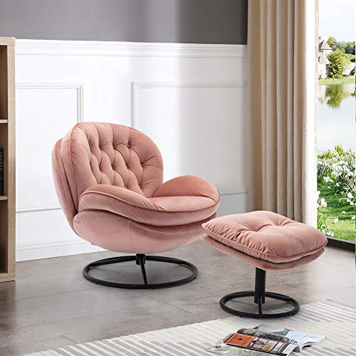 Baysitone Velvet Swivel Accent Chair with Ottoman Set, Modern Lounge Chair, Fruit Green Q36819