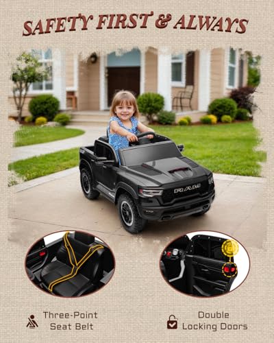 12V Licensed Ram 1500 Ride on Truck for Kids with Parent Remote Control, Black I703183