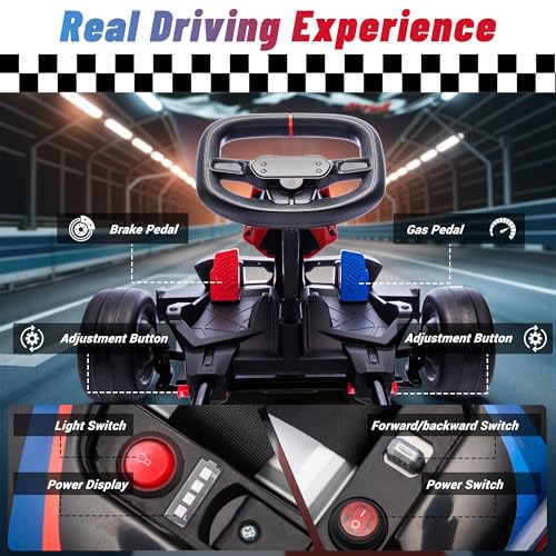 BMW Licensed 24V Electric Drift Go Kart for Kids Ages 6-12, White S1857