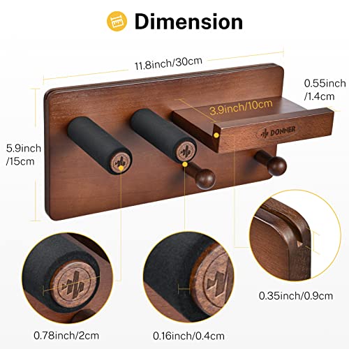 Donner Guitar Wall Mount Shelf with Pick Holder and 2 Hooks D648563